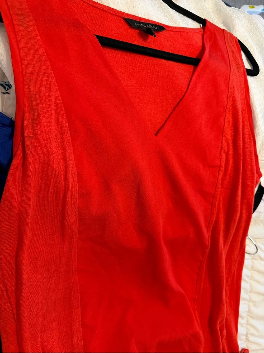Banana Republic Fire Red / Orange V-Neck Sleeveless Tank Cotton Knit - Picture 8 of 11